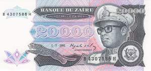 Zaire p39 20000 Zaires 1991 front